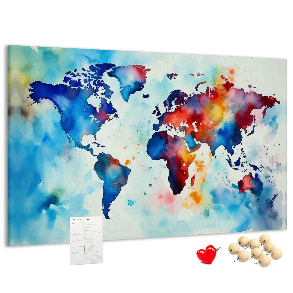 Cork memo board Painted map
