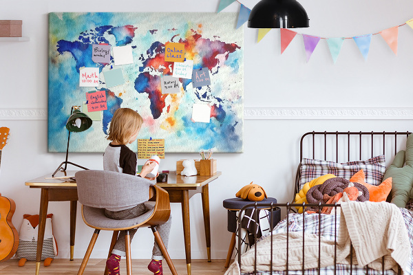 Cork memo board Painted map