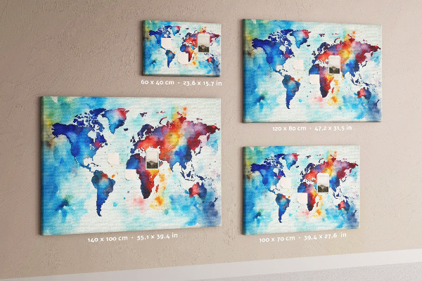 Cork memo board Painted map