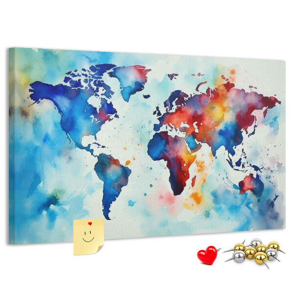 Cork memo board Painted map