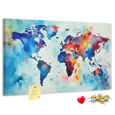 Cork memo board Painted map