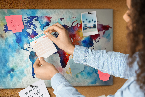 Cork memo board Painted map