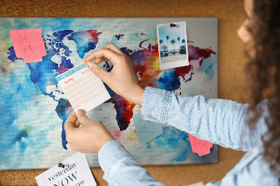 Cork memo board Painted map