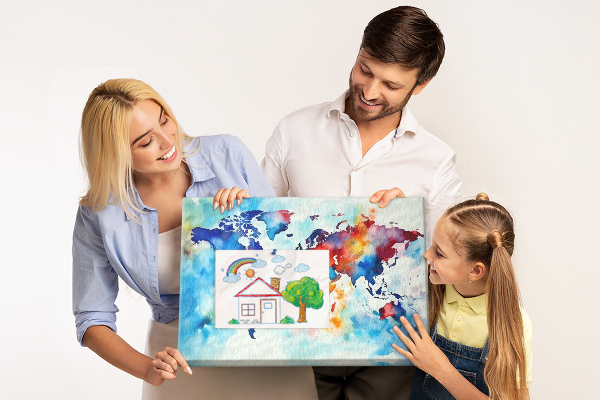 Cork memo board Painted map