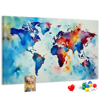 Cork memo board Painted map