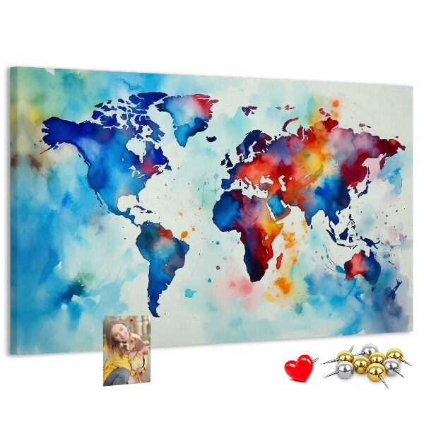 Cork memo board Painted map