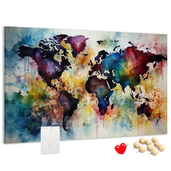 Cork display board Watercolor map