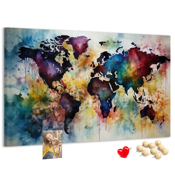 Cork display board Watercolor map