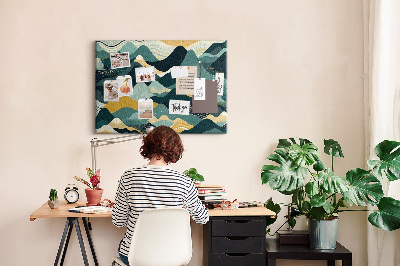 Cork display board Illustrative mountains