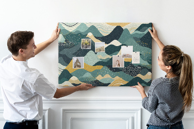 Cork display board Illustrative mountains