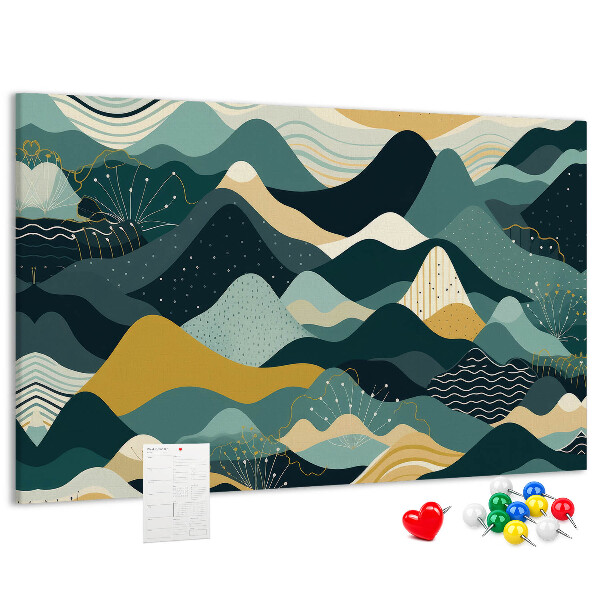 Cork display board Illustrative mountains