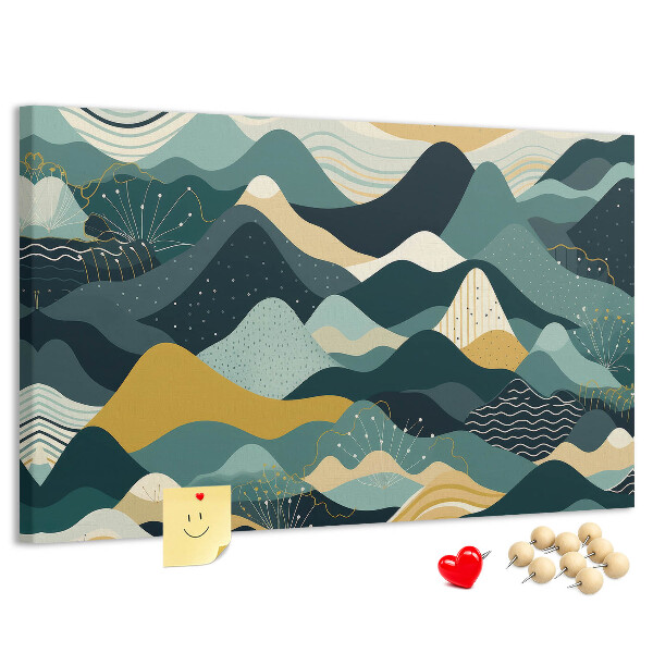Cork display board Illustrative mountains