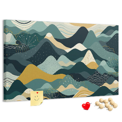 Cork display board Illustrative mountains