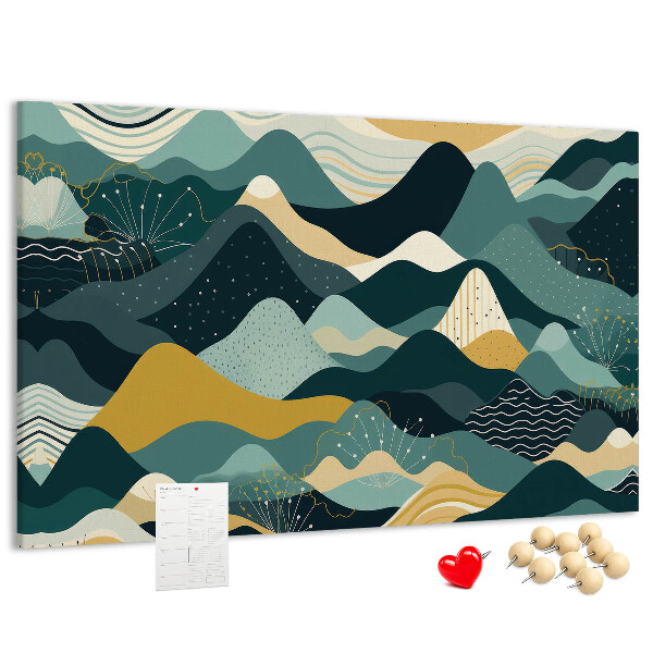 Cork display board Illustrative mountains