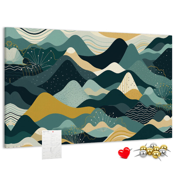 Cork display board Illustrative mountains