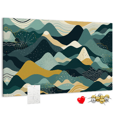 Cork display board Illustrative mountains