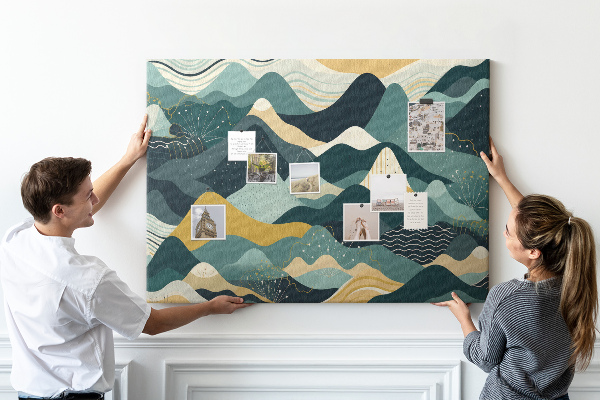 Cork display board Illustrative mountains