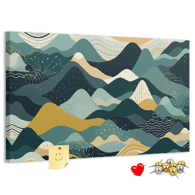 Cork display board Illustrative mountains