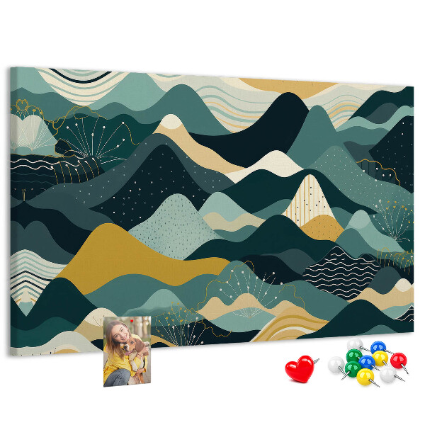 Cork display board Illustrative mountains