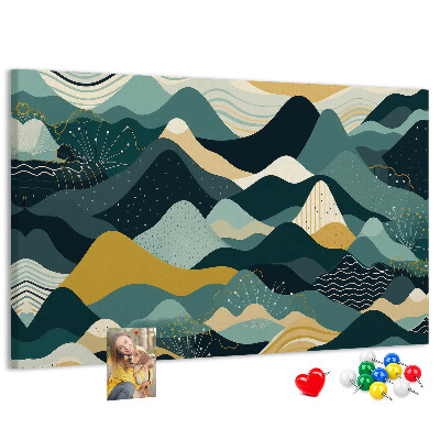 Cork display board Illustrative mountains