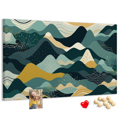 Cork display board Illustrative mountains