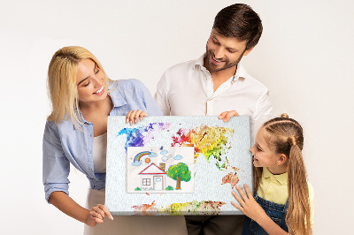 Cork memo board Watercolor world map