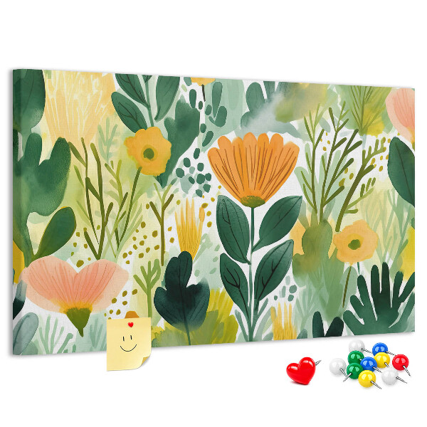 Cork display board Watercolor flowers