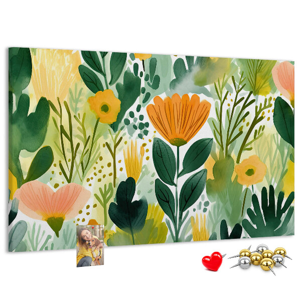Cork display board Watercolor flowers