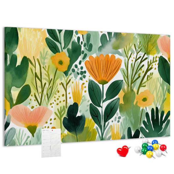 Cork display board Watercolor flowers