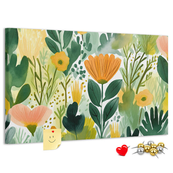 Cork display board Watercolor flowers