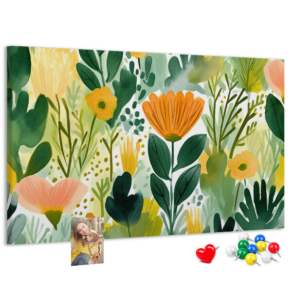 Cork display board Watercolor flowers