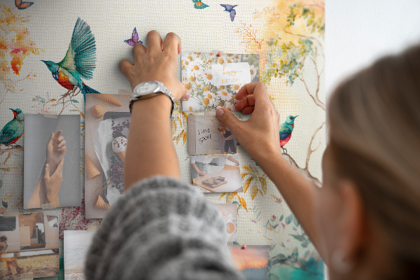 Cork board Flowers birds nature