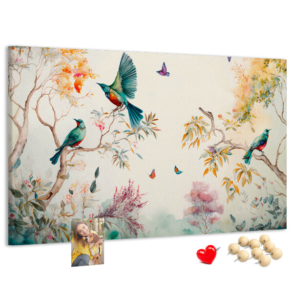 Cork board Flowers birds nature