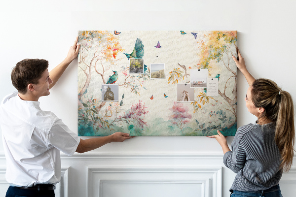 Cork board Flowers birds nature