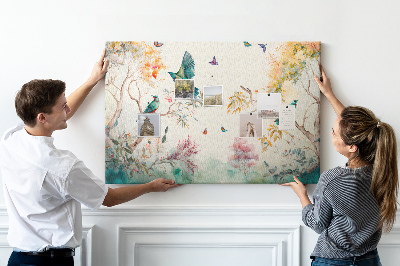 Cork board Flowers birds nature
