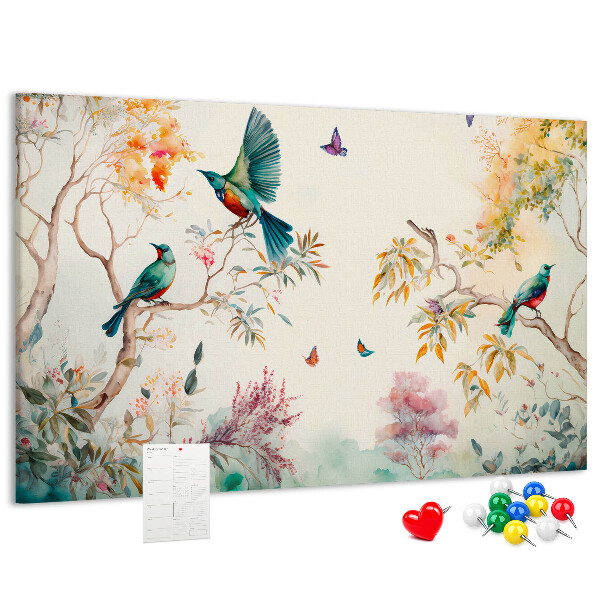 Cork board Flowers birds nature