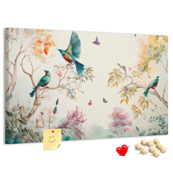 Cork board Flowers birds nature
