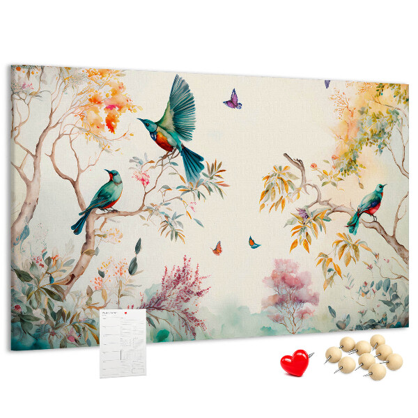 Cork board Flowers birds nature