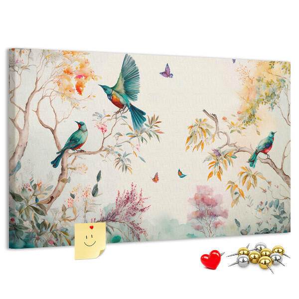 Cork board Flowers birds nature