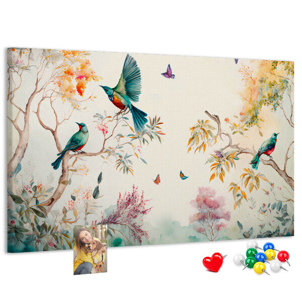 Cork board Flowers birds nature