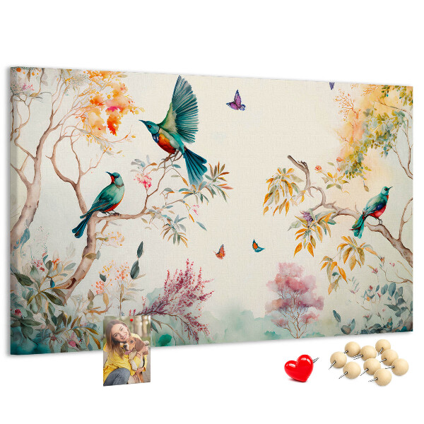 Cork board Flowers birds nature