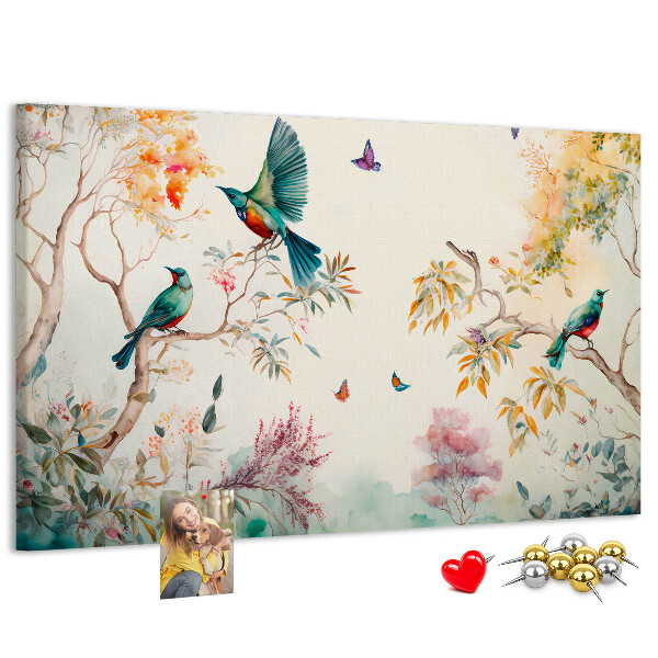 Cork board Flowers birds nature