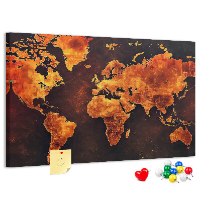 Cork memo board World map