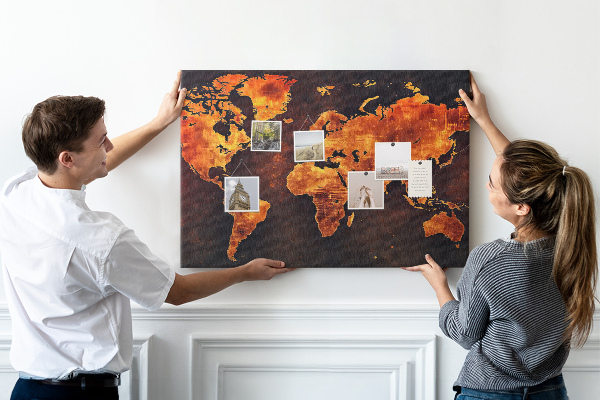 Cork memo board World map