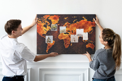 Cork memo board World map