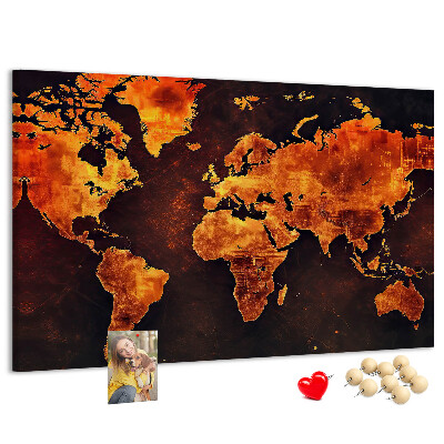 Cork memo board World map