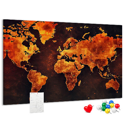 Cork memo board World map