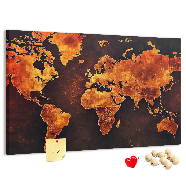 Cork memo board World map