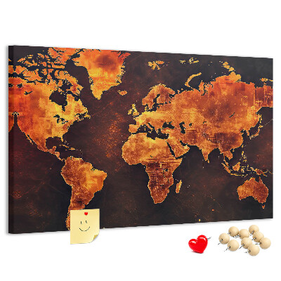 Cork memo board World map