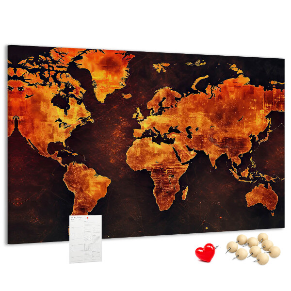 Cork memo board World map